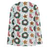 Women's Christmas Print Long Sleeve Top with Round Neck and Side Slit Hem Festive Holiday Blouse