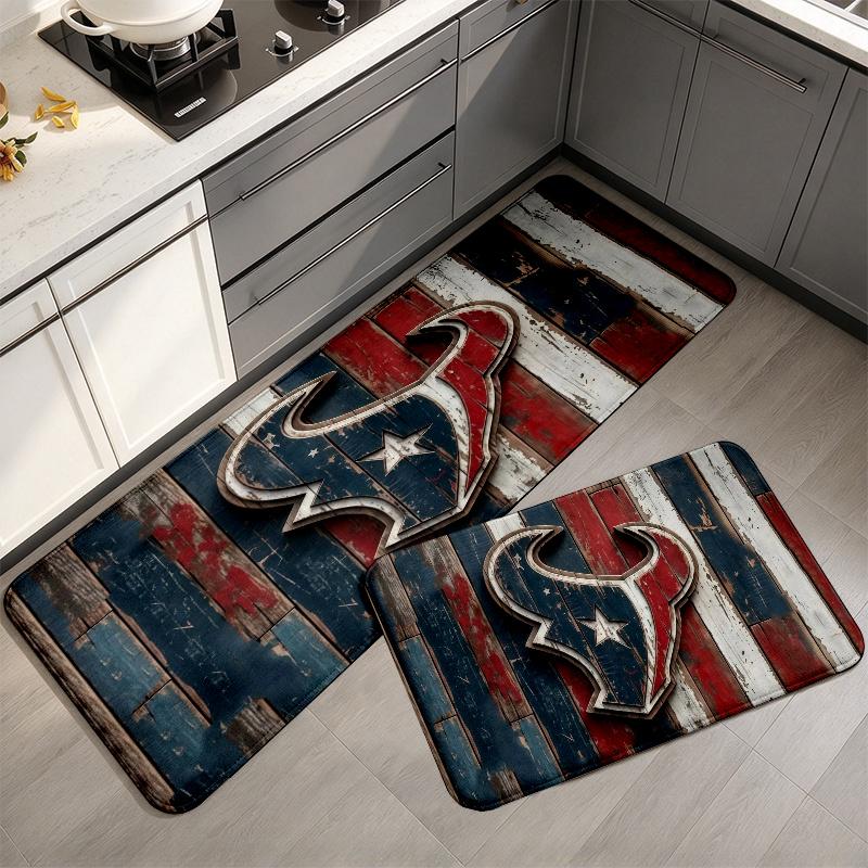 Houston Texans Flannel Kitchen Mat Christmas Soft Area Rug Non Slip Floor Carpet Home Decoration