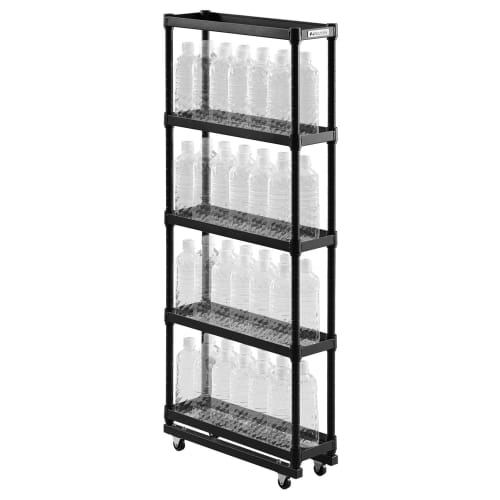 Bauhutte Slim Bottle Rack for PET Bottle Storage (15cm W x 46cm D x 112.3cm H) BHS-150-BK, Black
