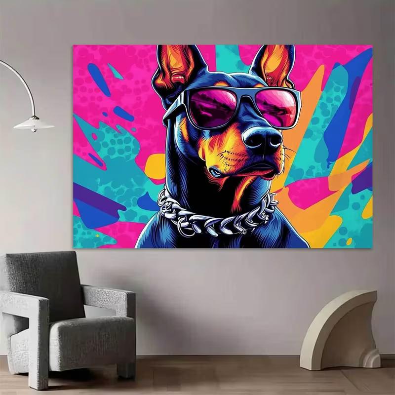 2D Pop Art Dobermann Hintergrund Bunter Spritzer Hintergrund Studio Fotografie Hintergrund
