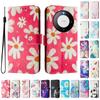Pink Daisy Luxury Painted Leather Case Wallet PU Leather Book Style Cover for Huawei P20 P30 P40 P50,Pura 70,Mate 60,Mate 70,Honor 50...