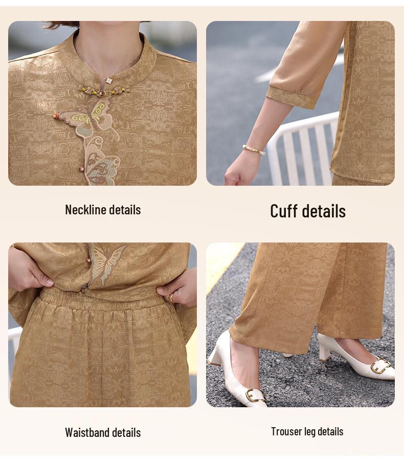 Chic 2026 Summer Embroidered Two-Piece Suit for Stylish Moms