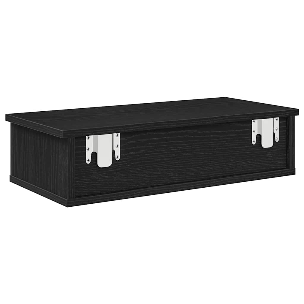 Wall Mounted Shelf with Drawers Black 60 x 28 x 15 cm Particleboard