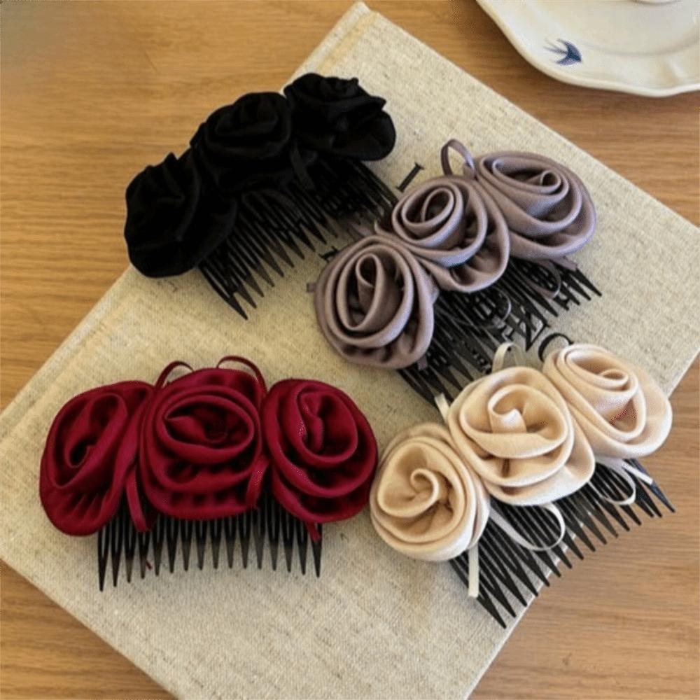 Solid Color Flowers Hairpin Bohemian Chignon Hair Clip Floral Hair Comb  Water Splashing Festival
