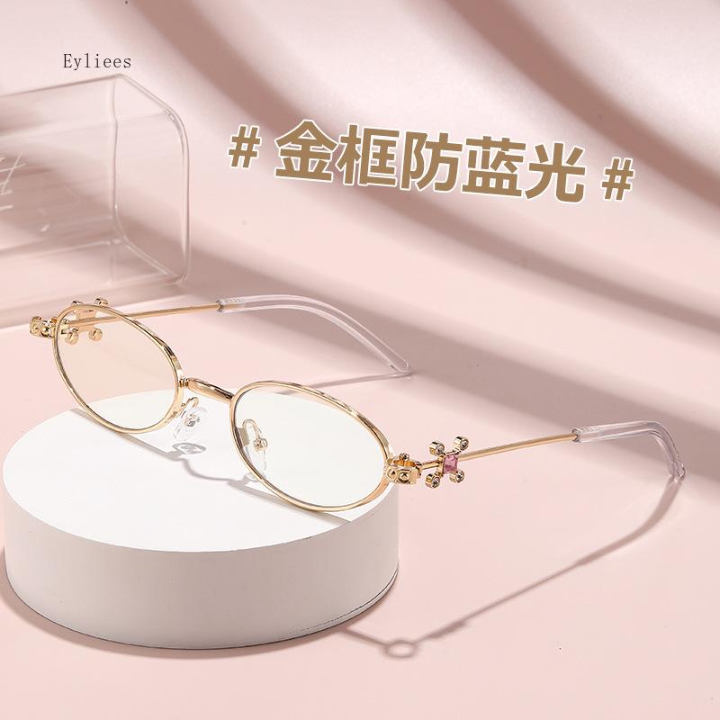 Armazón de Gafas Ovalado de Titanio Ultraligero Serie de Gemas Femenina ONRING Gafas de Miopía Anti-luz Azul Gafas de Sol de Lujo para Mujer
