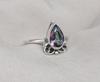 Mystic Topaz Sterling Silver Ring: Rainbow Pear Cut Boho Jewelry
