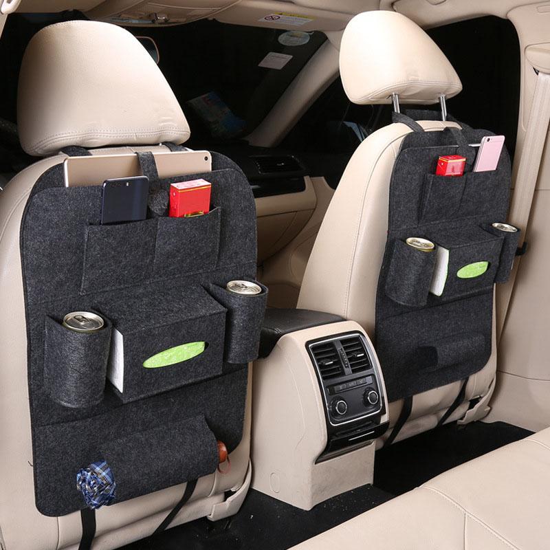 Felt Car Back Seat Organizer with 7 Pockets, Car Back Seat Kick Protector, Multi-Function Car Storage Bag, Home Felt Storage Bag