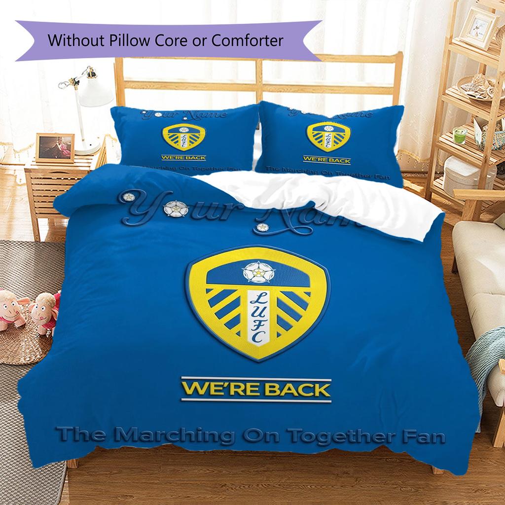 Leeds United Custom Name Pattern Bedding,Quilt Set Quilt Cover Pillowcase Home Birthday Gift(1 * duvet cover + 2 * pillowcase, without core)