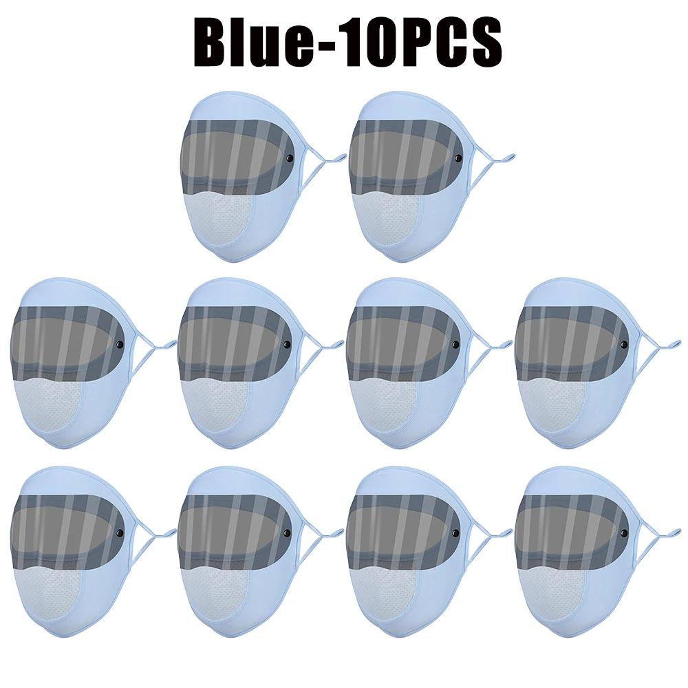 UV Protection Black White Double Lenses Full Face Sunscreen Mask Cool Breathable Thin Ice Silk Mask Outdoor Riding Goggles Mask