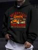 American Western Style Unisex Autumn Winter Print Hooded Long Sleeve Sweatshirt, Retro Vintage Car Speed Theme Artistic Hooded Print Sweatshirt, Ameri