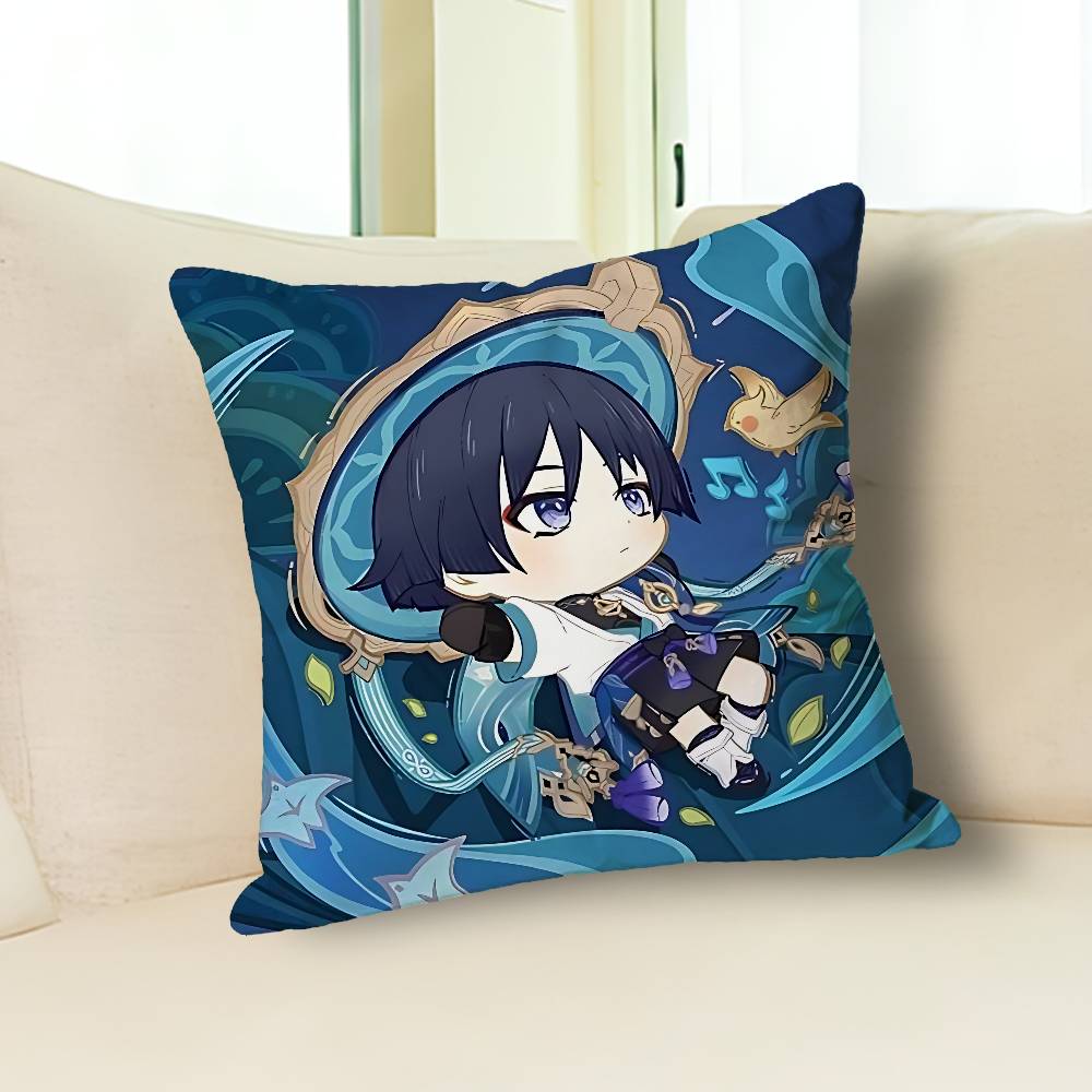 G-Genshin Impact Wanderer Anime Celebrity Merchandise All-Match Printed Pillow Case Sofa Car Office Room Decoration Protector