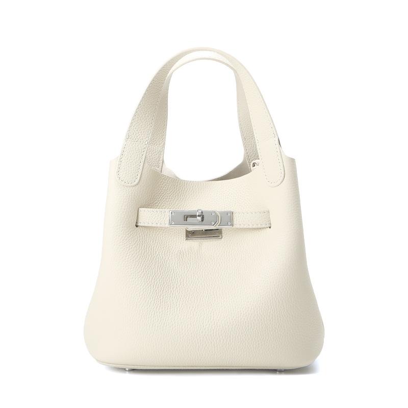 First layer cowhide vegetable basket bucket bag women's genuine leather premium versatile shoulder bag portable oblique span women's bag