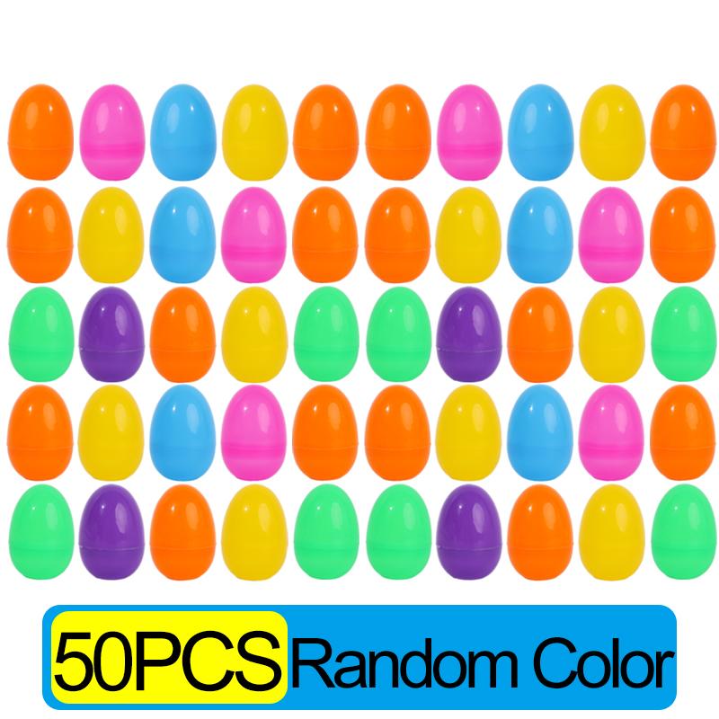 50/10Pcs Fillable Easter Eggs Opening Empty Plastic Egg Toys Colorful Candies Gift Packaging Boxes Easter Party Home Decorations