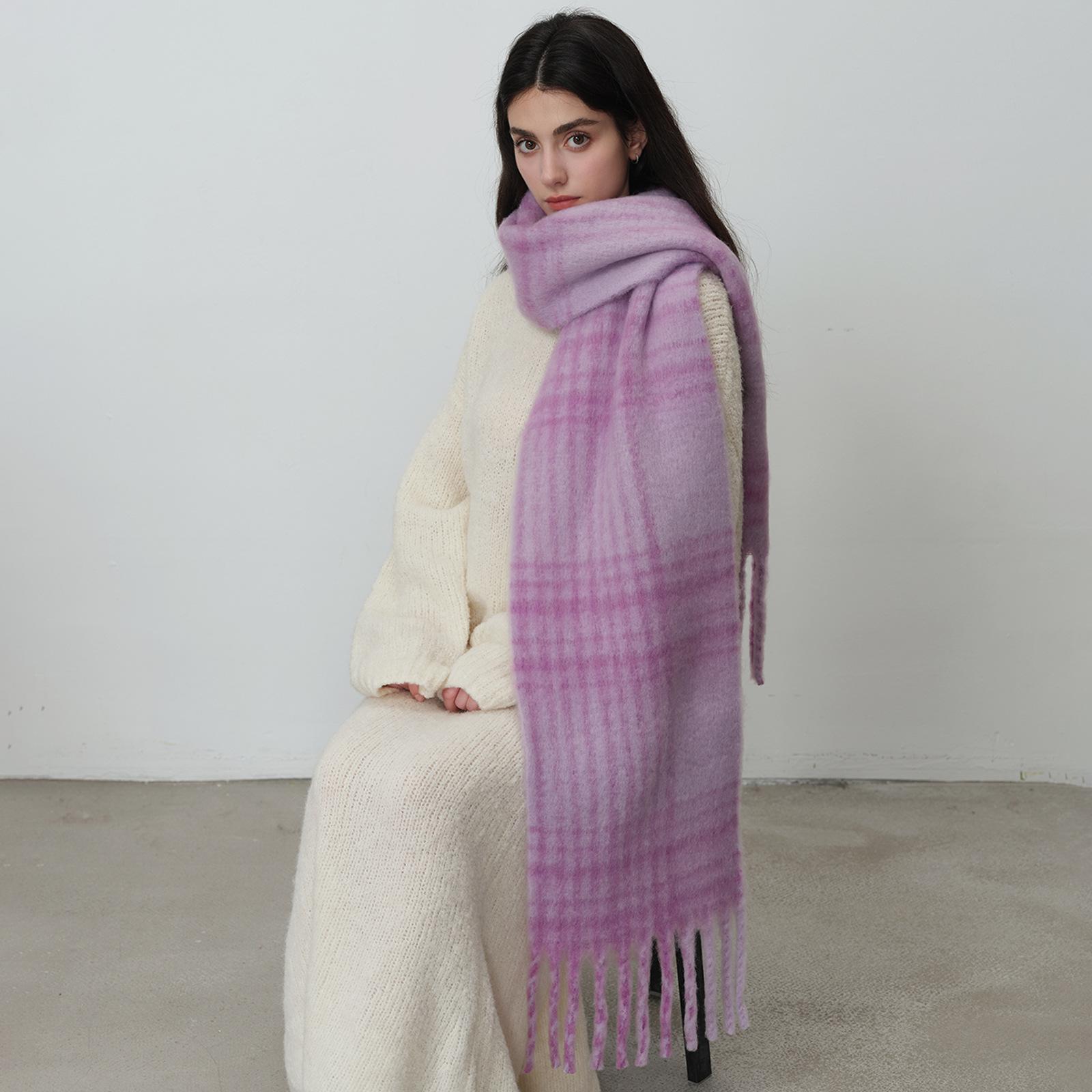 

Homemade circle yarn retro blue-red plaid scarf women s winter atmosphere shawl scarf