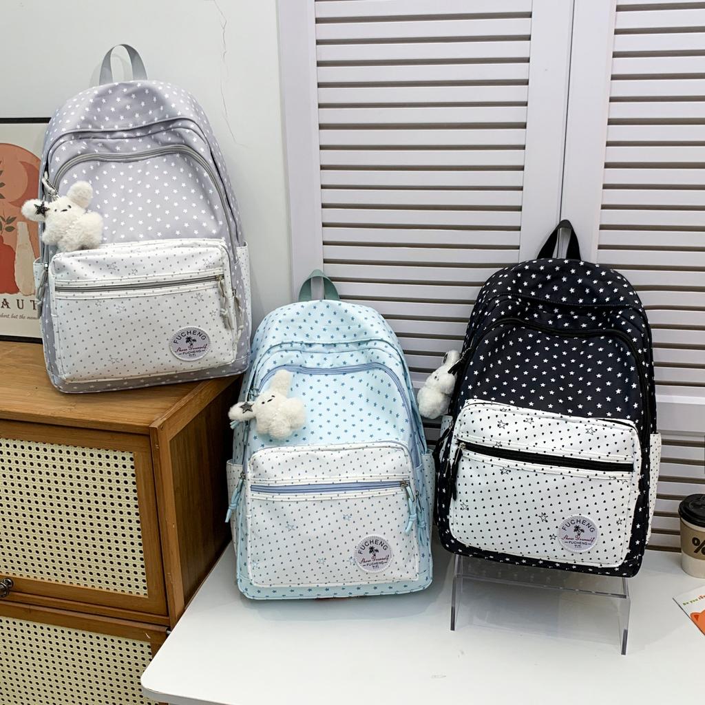 Schoolbag Versatile Student Backpack Korean Girl Wind Star School Bag Junior High School High School Large Capacity Lightweight College Style Backpack