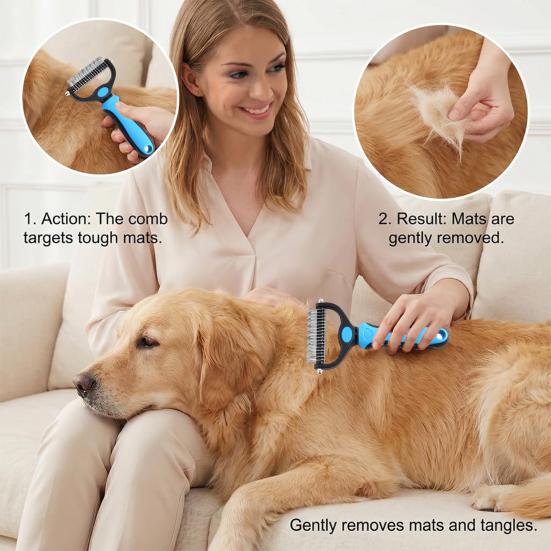 Pet Detangling Rake with Rake Cat Dematting Comb Double-Sided Undercoat Brush Deshedding Brush