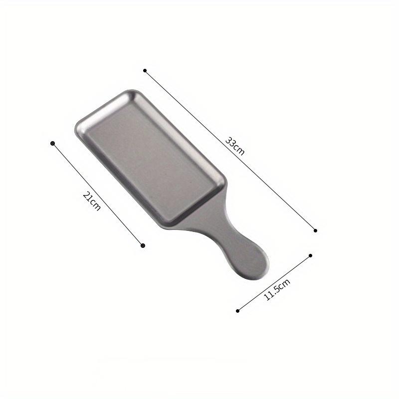 Stainless Steel Rectangular Plate with Handle Made Old Meat Plate Western Food Steak Sushi Plate Flat Bottom Tray