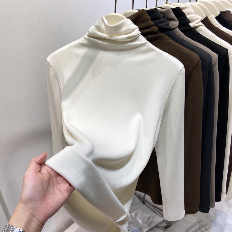 

2024 Женский Модный Плюшевый Зимний Топ с Водолазкой - Теплый, Утолщенный, Высокий Воротник, Модный Базовый Слой для Повседневной Носки. L (110-120 cm)