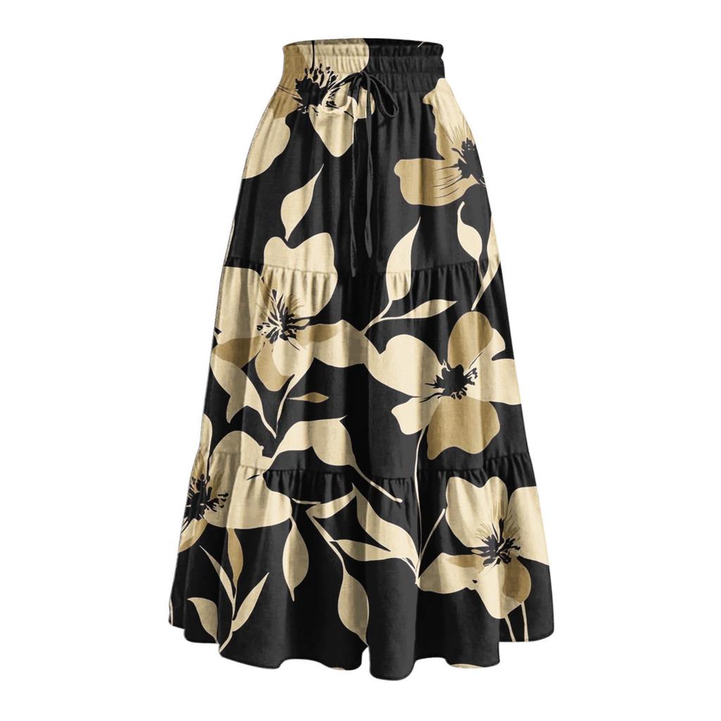 Women's Printed Loose A-line Long Skirt