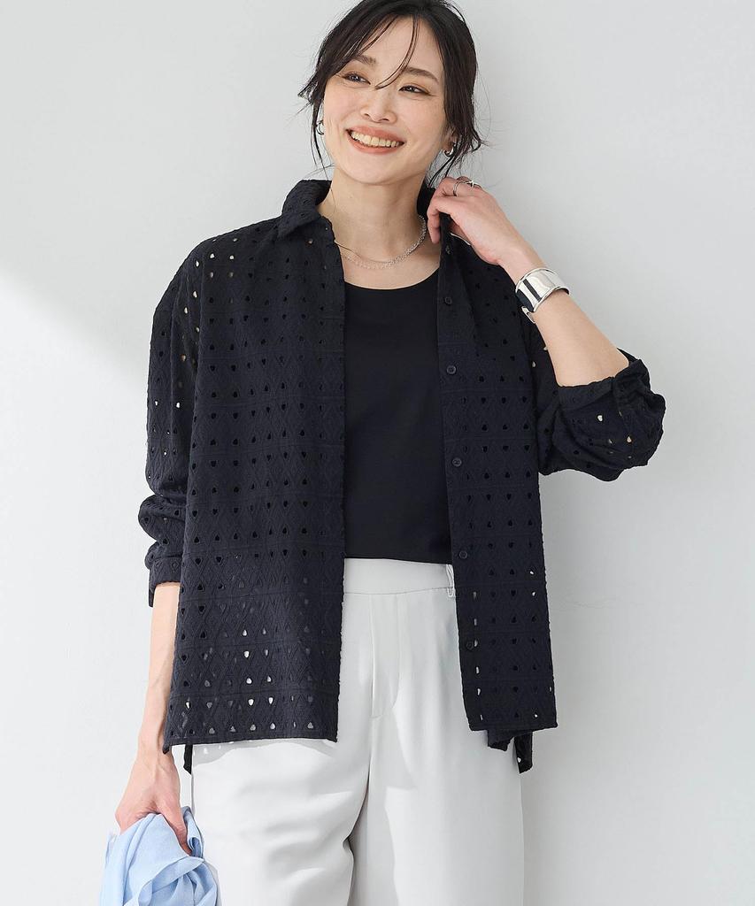 AC by Alpha Cubic Fully Embroidered Shirt Size 353773 Women's Blouse, 9, Black,