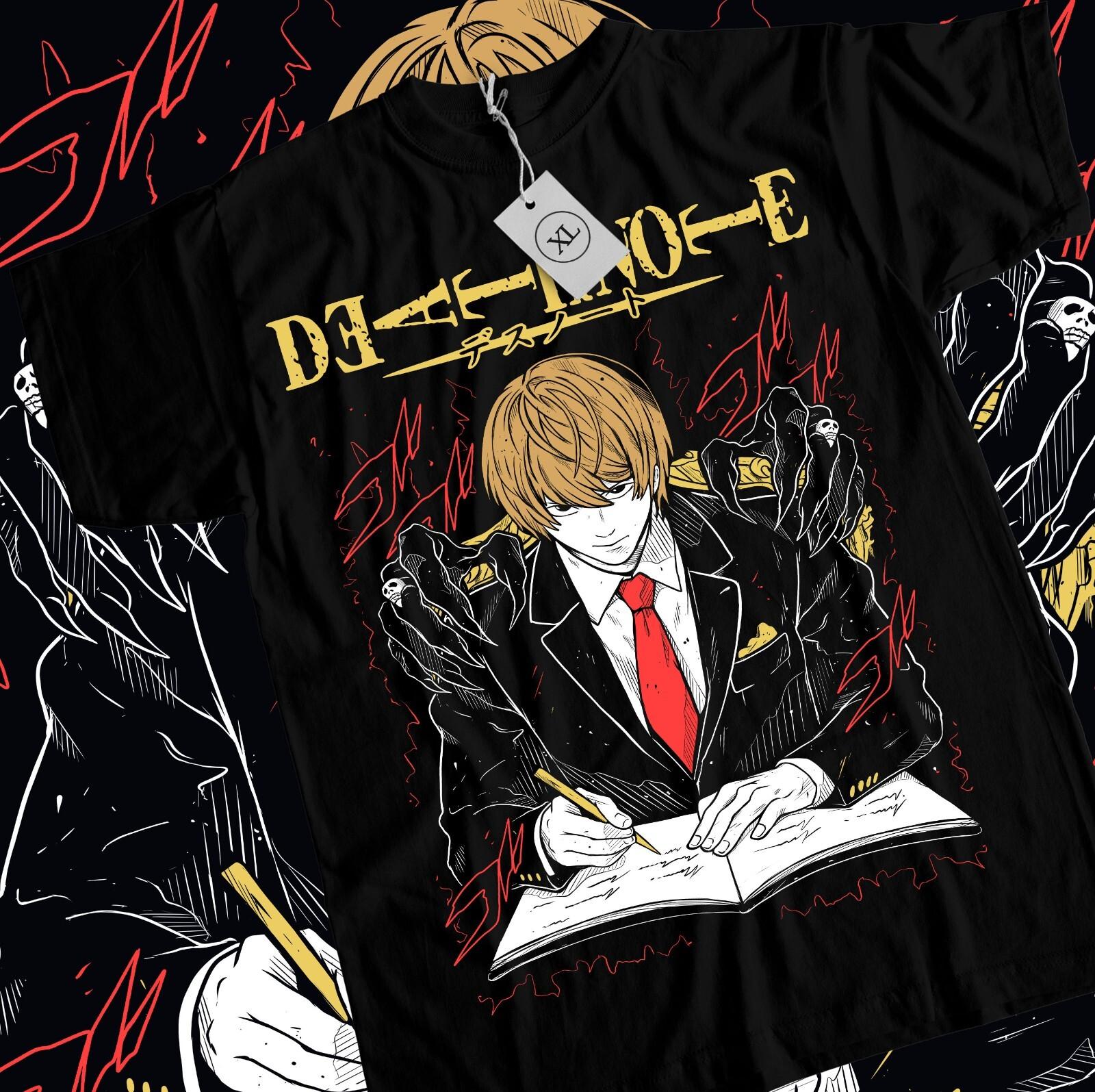 Kira Ryuk T-shirt Death Note L Manga Strip Horror Anime Black Tee Shirt All Size L