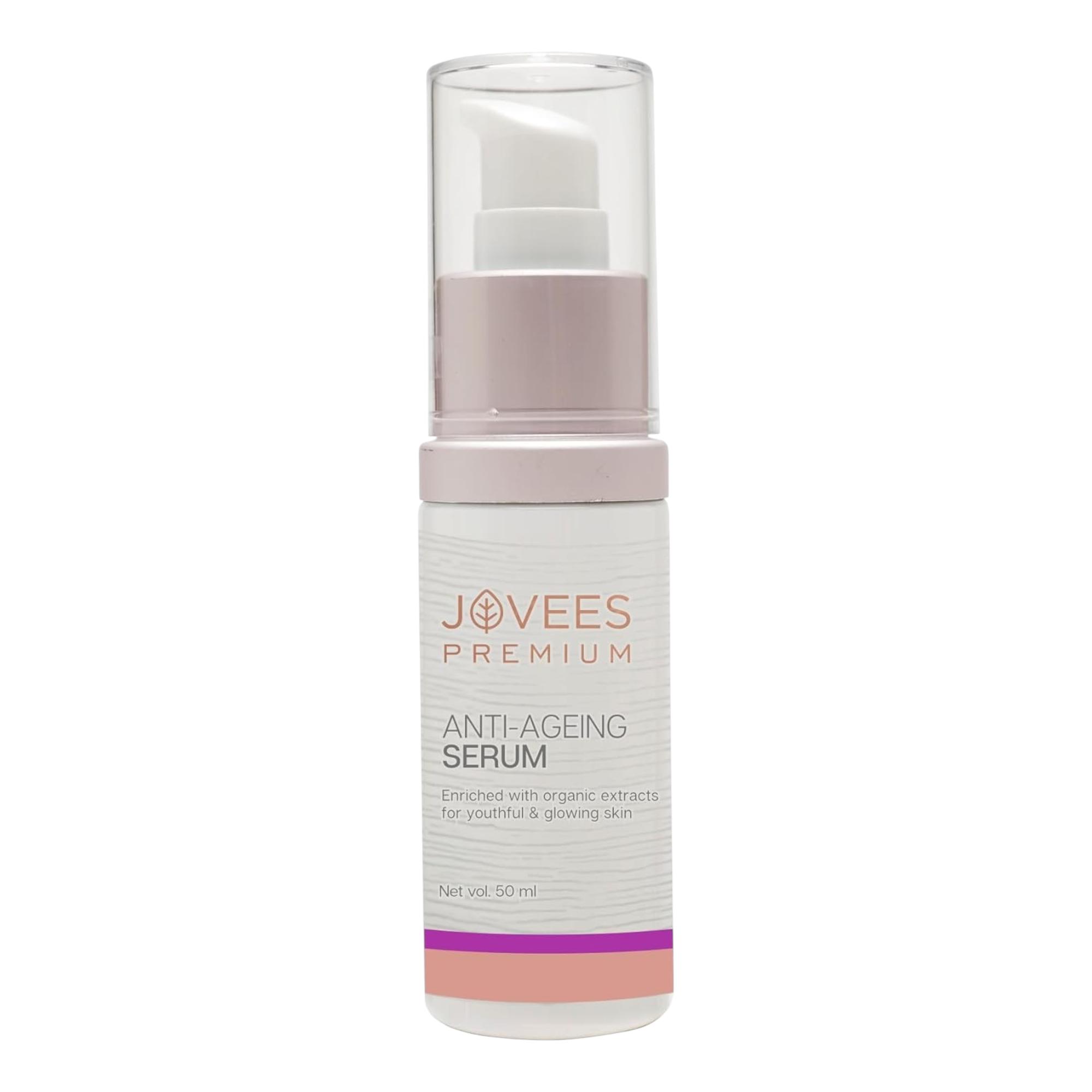 

Jovees Premium Anti Ageing Serum 50Ml | Reduces Fine Lines & Wrinkles | Brightens Skin | Evens Tone | Hydrates & Adds Radiance For Youthful Glow