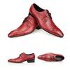 Fashion Luxury Wedding Red Shoes For Men Lace Up Fashion Derby Shoes Formal Business Office Genuine Leather Pointed Toe Dress Man Shoe