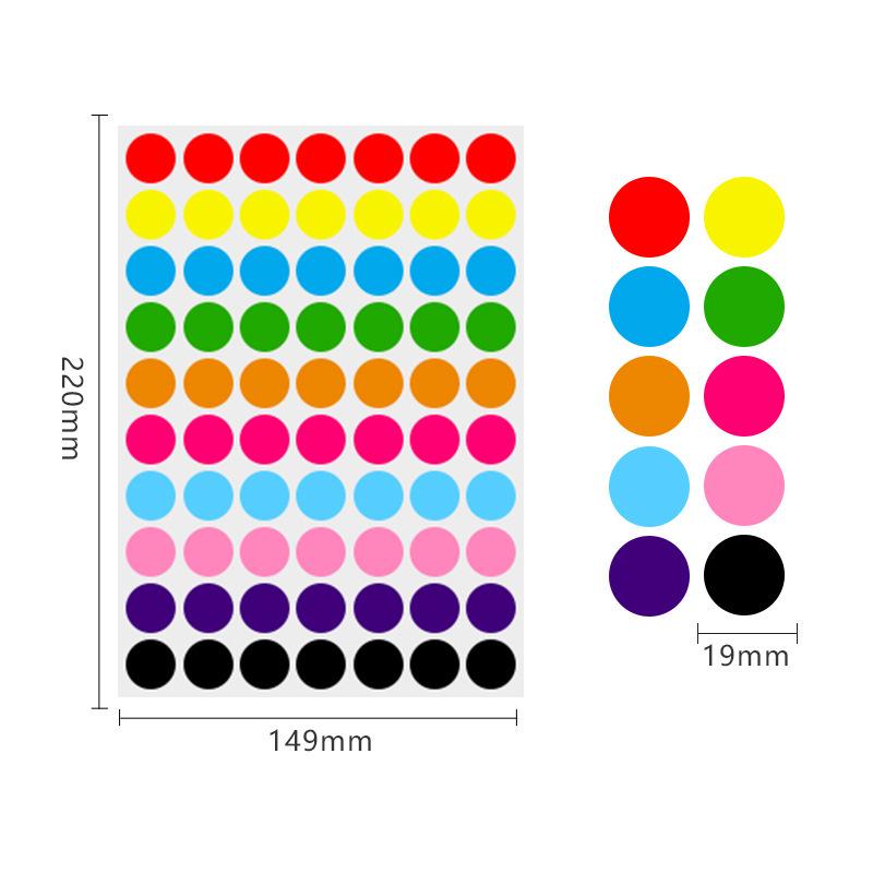 19mm Round Waterproof Self-Adhesive Color Dot Labels for Identification and Classification