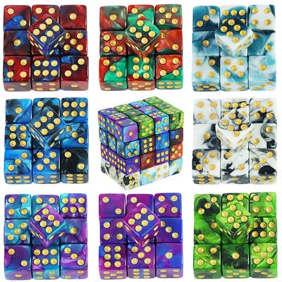 Set de zaruri Dot D6 de colț pătrat de calitate premium pentru jocuri de masă - 12 mm culori mixte, pachet de 10