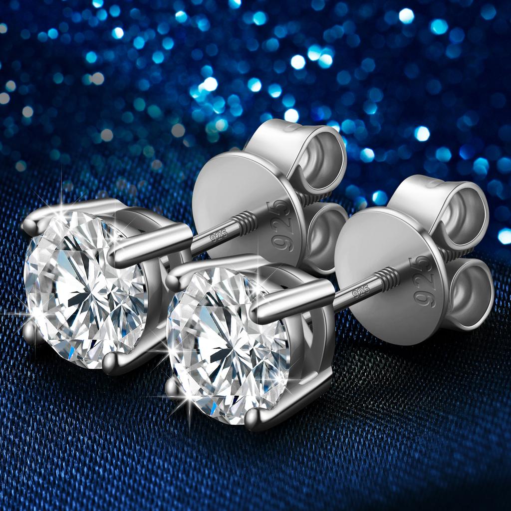 3mm-10mm 18K Gold Plated 925 Sterling Silver VVS Moissanite  Women Mossanite Stud Earrings Men