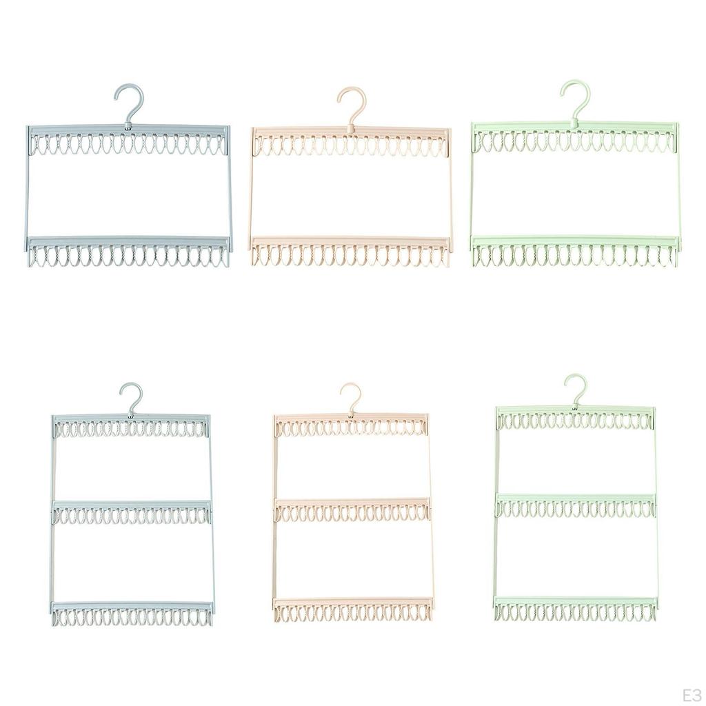 Clothes Drying Hanger with Clips ,Underwear Hanger, Windproof Laundry Rack, Sock Rack