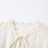 French fungus edge waist cinched V-neck dress