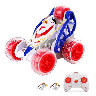 Carro Acrobático de Controle Remoto, Carro de Brinquedo Rotativo 360 Graus 2.4GHz com Luzes Música 2 Baterias,