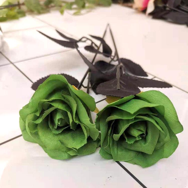 Deeply Affectionate Red Artificial Rose Black Flower, Single Stem Decorative Arrangement for Living Room or Halloween