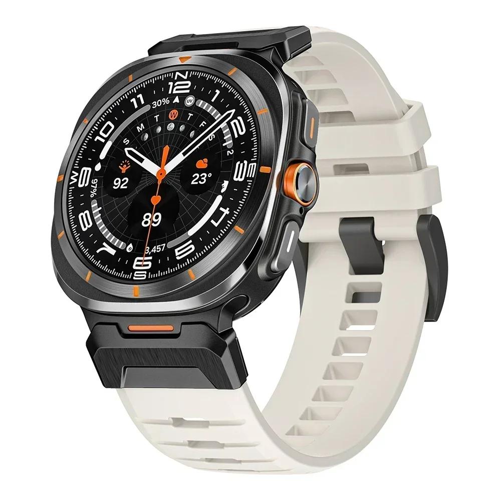 Stainless Steel Rubber Band for Samsung Galaxy Watch Ultra 47mm 2025 Soft Silicone Bracelet Men Strap for SAMSUNG ULTRA 7 Correa
