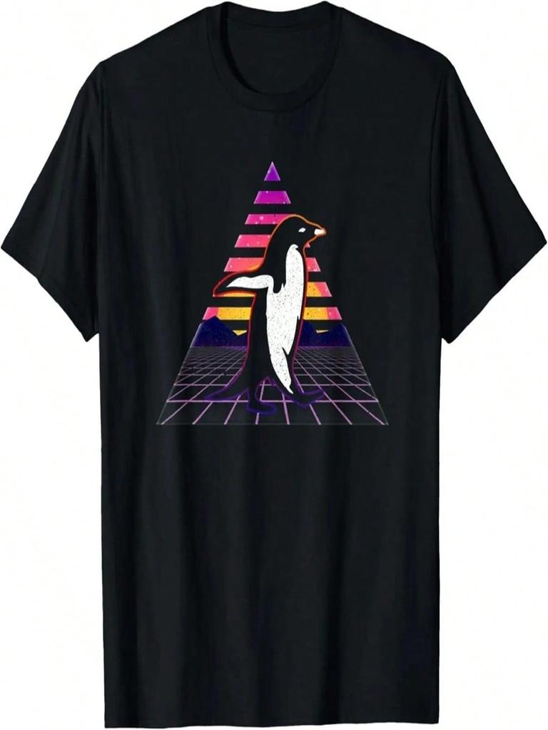 Cute Penguin Retro Vintage 80s EDM Funny Penguin Lovers T-Shirt