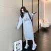 Plus Size Women's Patchwork Skirt 2025 Korean Slimming Long Sleeve Hoodie Dress