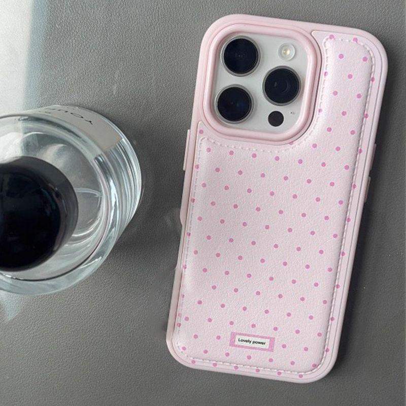 Ins Korean Small Fresh Full Screen Polka Dot Leather Phone Case For For Iphone 17 Air 16 15 14 13 12 11 Pro Max Plus Y2K Cute Cover