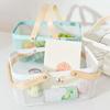 Panier de Rangement Pique-nique Poignées en Bois pour Sortie Randonnée Fruits Légumes Blanc