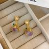Medieval Style Niche Retro Amethyst Stone Earrings Light Luxury Temperament High-end Earrings Niche Design Ear Holes