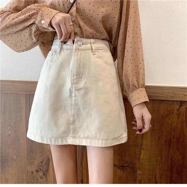 Summer Denim Half-body Skirt Tide Women's Pure Colour High Waist Thin Leisure Package Hip Short Skirt