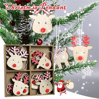 Weihnachtsdekoration Cartoon Holz Weihnachts-Rentier Anhänger Weihnachten