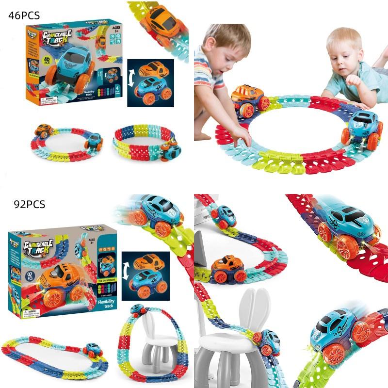 Magisches Schwerelosigkeits-Autobahn-Spielset mit LED-Rennwagen und im Dunkeln leuchtenden Regenbogen-Schienen Perfektes Geschenk für Kinder!