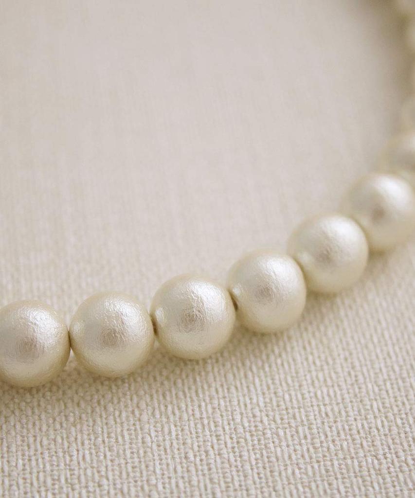 [VINGTAINE] VINGTAINE Necklace Cotton Pearl Short 10mm Choker Kiska C3268A White