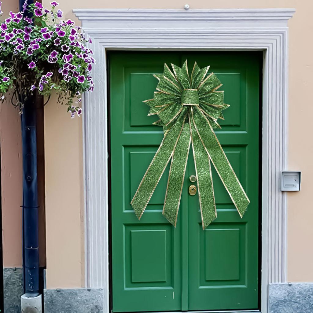 Patrick's Day Wreath Bows Green Glitter Wreath Bow for Front Door Patrick's Day Ornaments for Holiday Party Decor