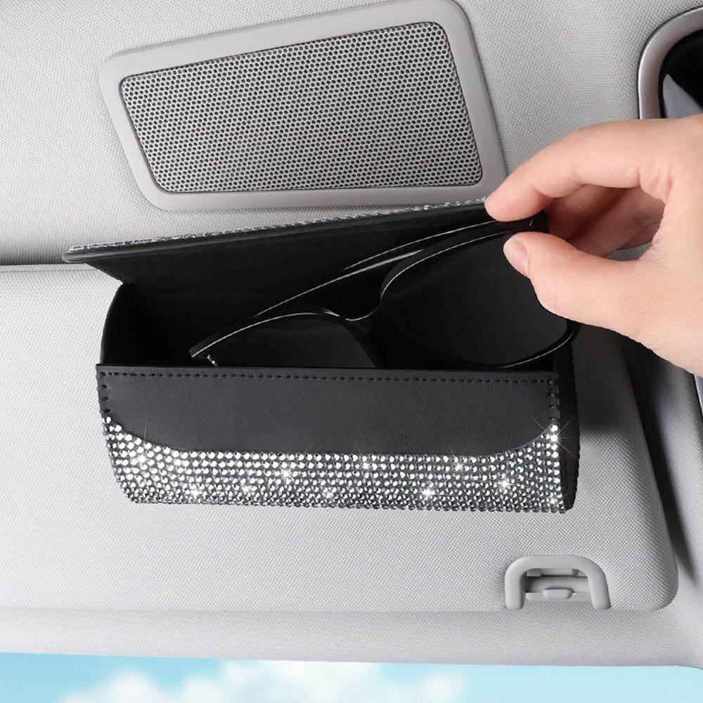 Portable Bling Car Glasses Case Anti-pressure Hard Shell Sunglasses Case Rhinestone Eye Glasses Case Car Assessoires
