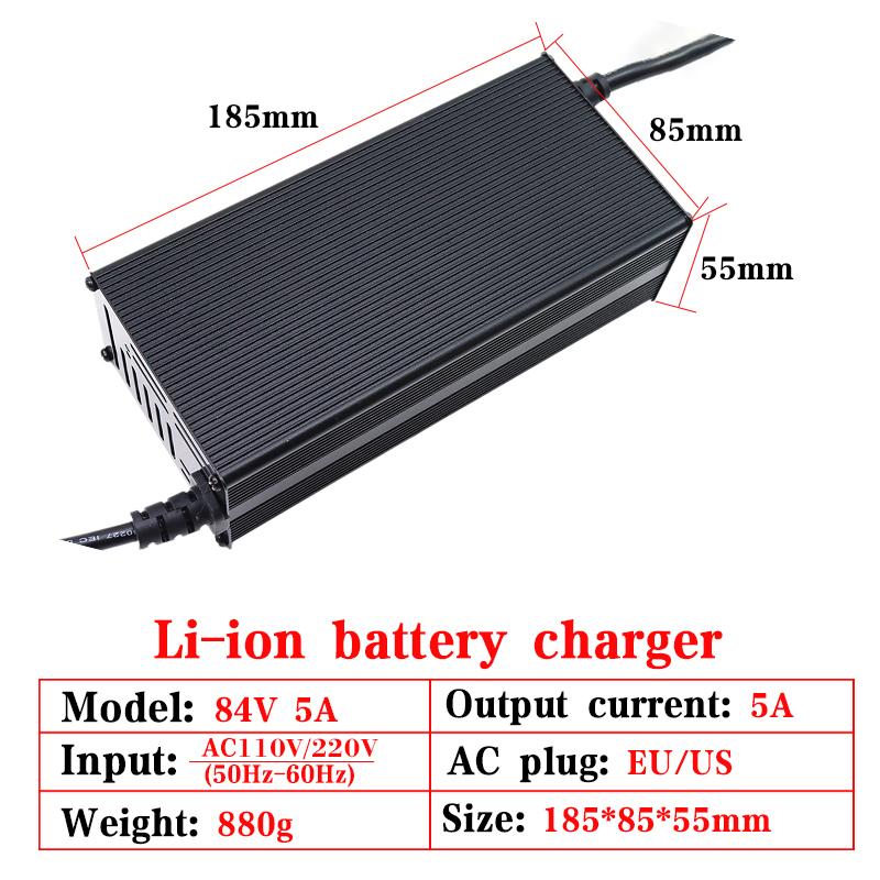 New84V 5A/8A/10A/12A/15A/20A Lithium Battery Charger Aluminum Shell LCD High Power For 20S 72V E-two Wheelers Cell Fast Charging