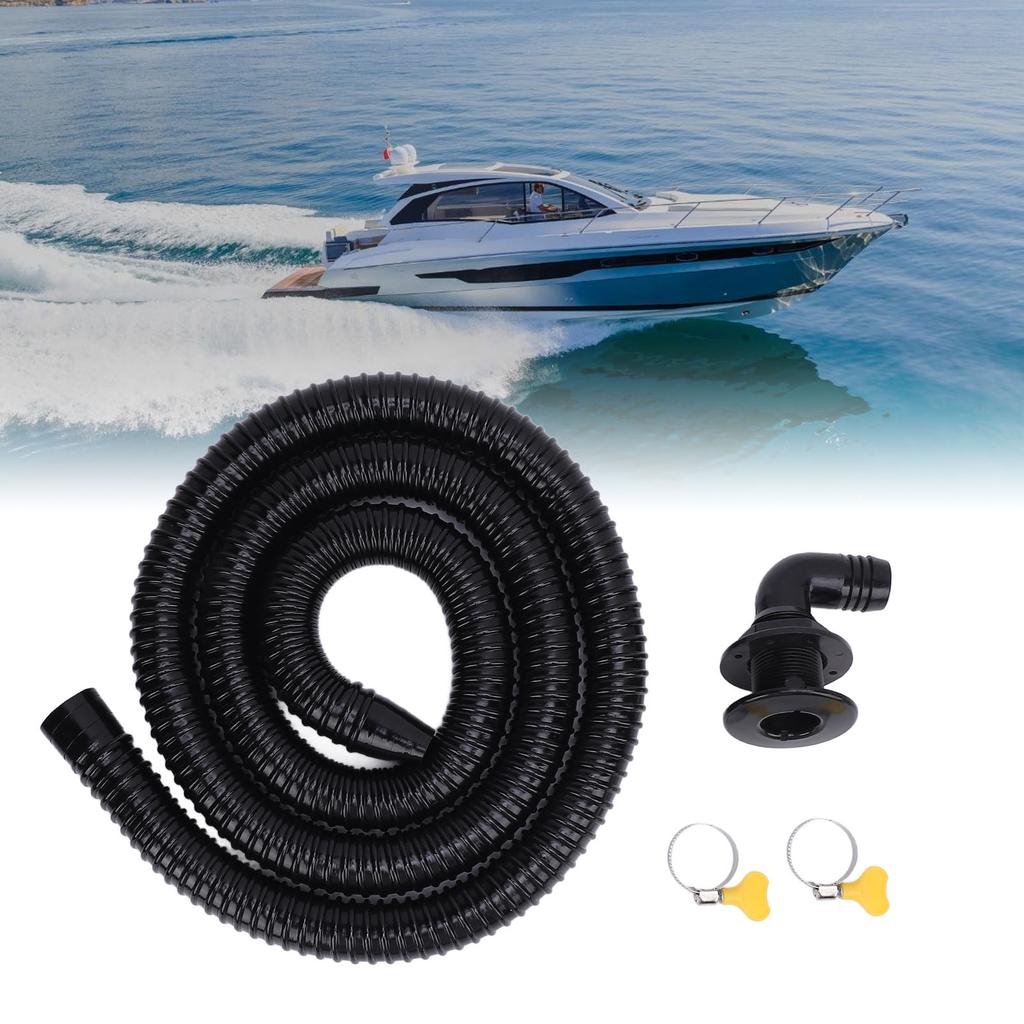 Boat Bie Installation Kit Efficient Marine Bie Drainage System with Flexible Thicken Pipe Clamps and Elbow Connector for 1100GPH Bie Pump