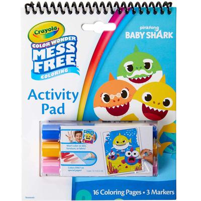 Crayola Baby Shark Color Wonder Travel Activity Mess Free Gift for 6 Pad, Coloring, Kids, 3, 4, 5,