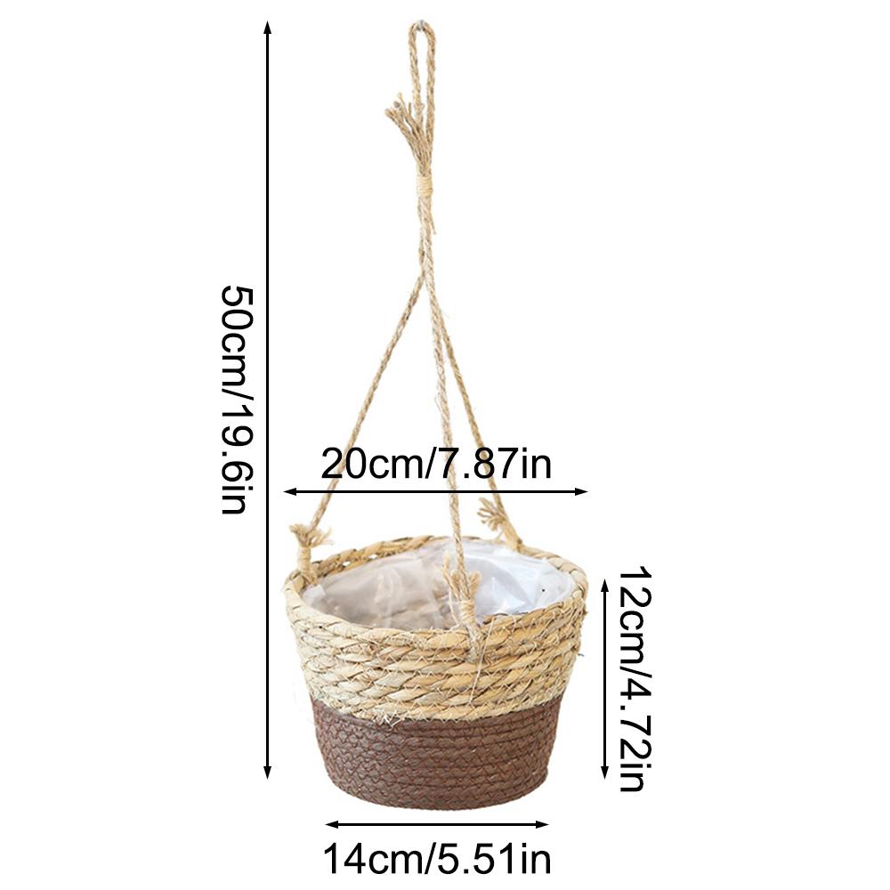 Garden Straw Hanging Basket Planter Twine Woven Flower Basket Rattan Basket Hanging Orchid Pot Pot Hanging Basin